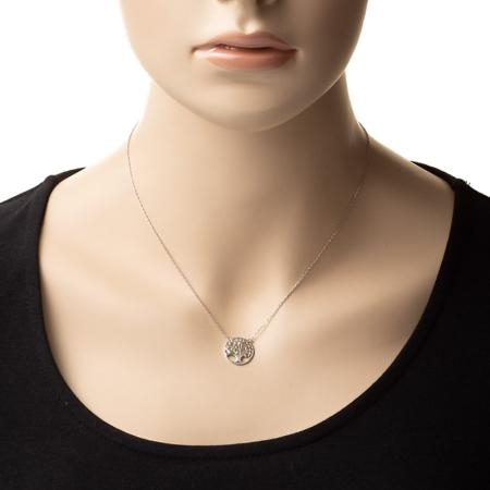 Strieborný náhrdelník - zelené okrúhle zirkóny, dĺžka 43 až 46 cm | Argento.sk