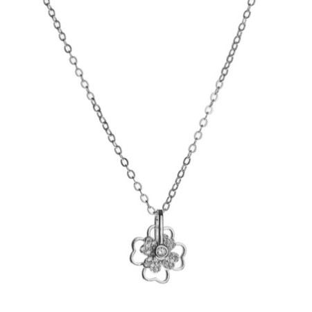 Strieborný náhrdelník štvorlístok so zirkónmi 38 až 43 cm