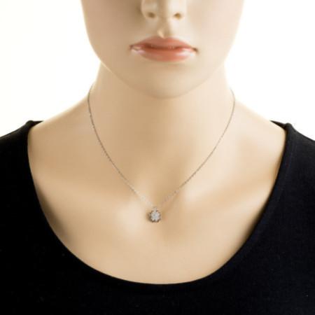 Strieborný náhrdelník štvorlístok so zirkónmi 38 až 43 cm