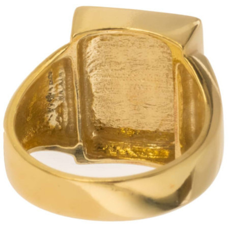 Strieborný pozlátený pečatný prsteň s gravírom