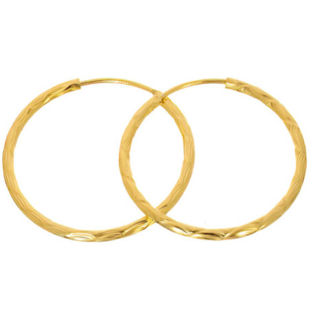 Strieborné pozlátené náušnice vzorované kruhy 30 mm