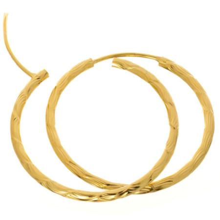 Strieborné pozlátené náušnice vzorované kruhy 30 mm