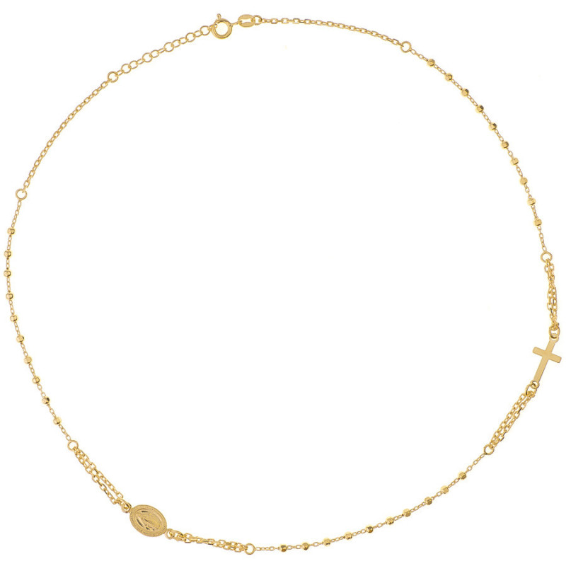 Strieborný pozlátený ruženec na krk 45 až 49 cm