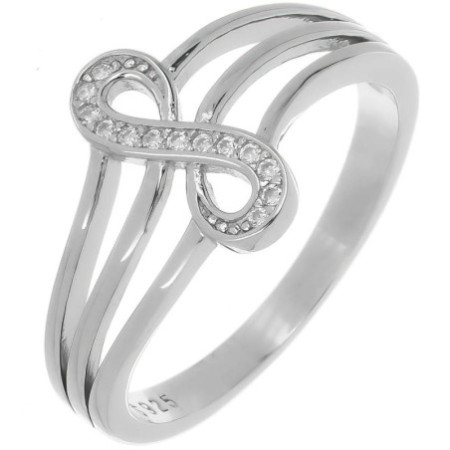 Strieborný prsteň nekonečno so zirkónmi