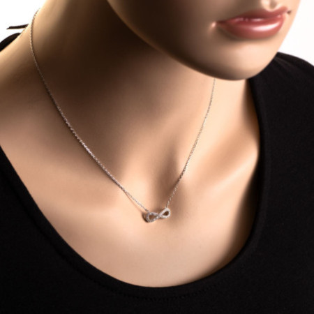 Strieborný náhrdelník nekonečno so zirkónmi 43 až 46 cm