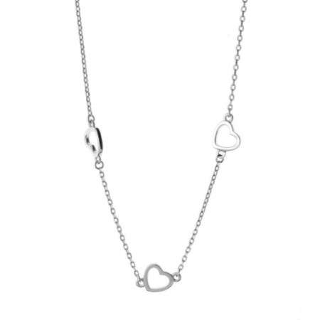 Strieborný náhrdelník srdiečka 43 až 46 cm