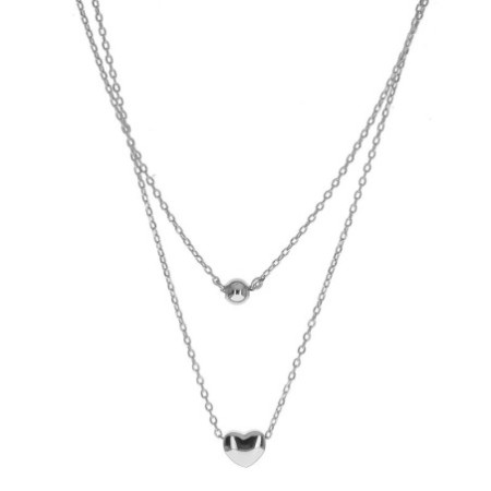 Strieborný náhrdelník srdiečko a guľôčka 43 až 46 cm
