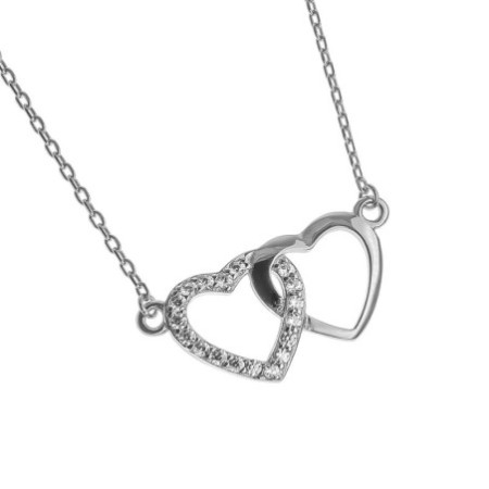 Strieborný náhrdelník spojené srdiečka 43 až 46 cm