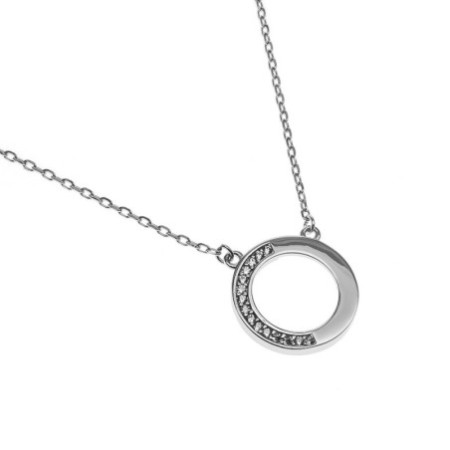 Strieborný náhrdelník kruh so zirkónmi 42 až 45 cm