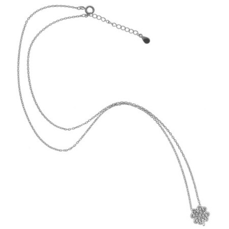 Strieborný náhrdelník štvorlístok so zirkónmi 43 až 46 cm