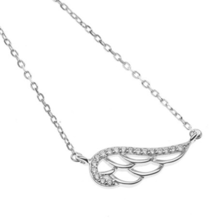 Strieborný náhrdelník anjelské krídlo so zirkónmi 43 až 46 cm 