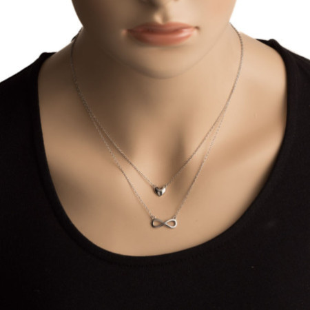 Strieborný náhrdelník srdce a nekonečno 43 až 46 cm