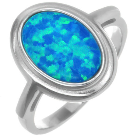 Strieborný prsteň so modrým opálom