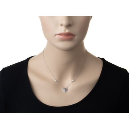 Strieborný náhrdelník srdiečko so zirkónmi 43 až 46 cm