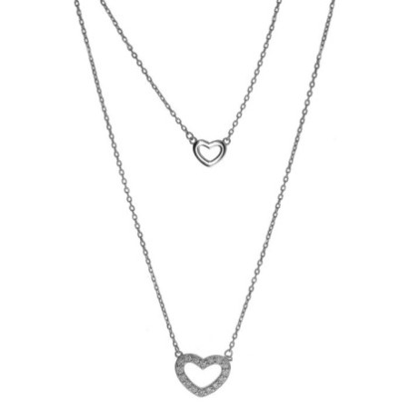 Strieborný náhrdelník srdiečka so zirkónmi 43 až 46 cm