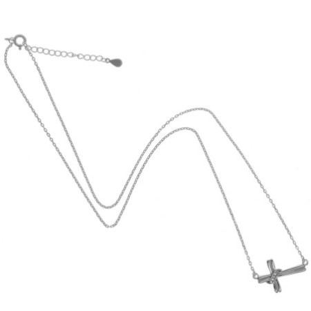 Strieborný náhrdelník krížik so zirkónmi 43 až 46 cm