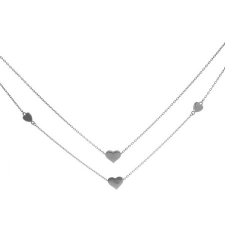 Strieborný náhrdelník so srdiečkami 43 až 46 cm