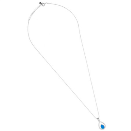 Strieborný náhrdelník - modrý syntetický opál v tvare slzy, dĺžka 43 až 46 cm | Argento.sk
