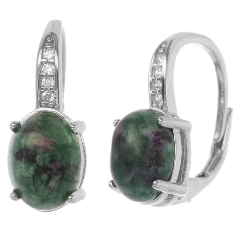 Strieborné náušnice - prírodný kameň epidot | Argento.sk