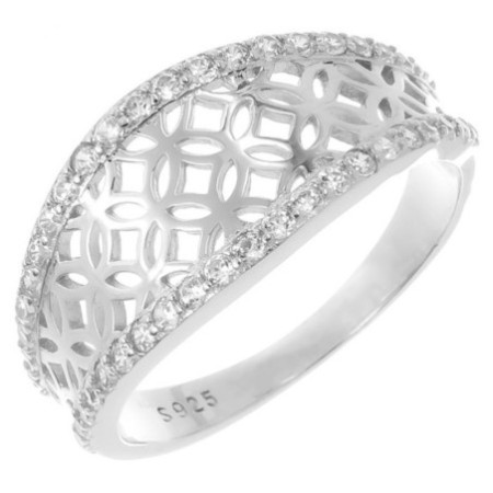 Strieborný prsteň - číre okrúhle zirkóny | Argento.sk