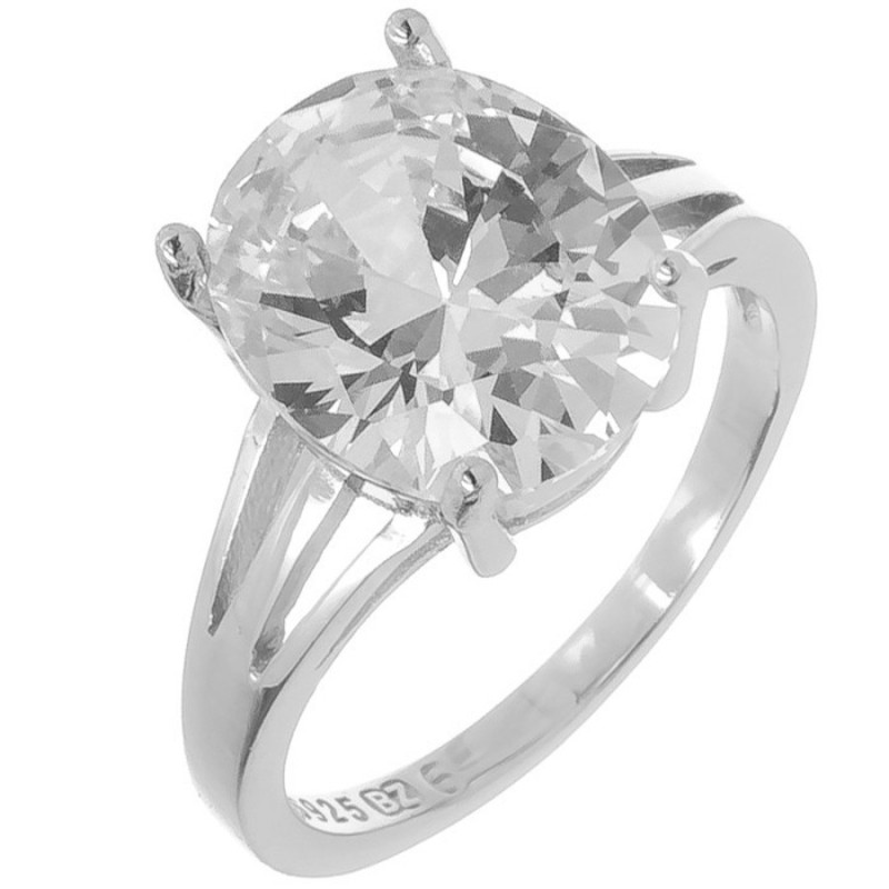 Strieborný prsteň - číry oválny zirkón | Argento.sk