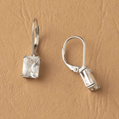 Strieborné náušnice - číry zirkón v tvare obdĺžnika | Argento.sk