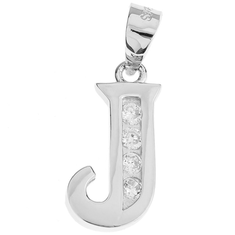 Strieborný prívesok - písmeno J, číre okrúhle zirkóny | Argento.sk