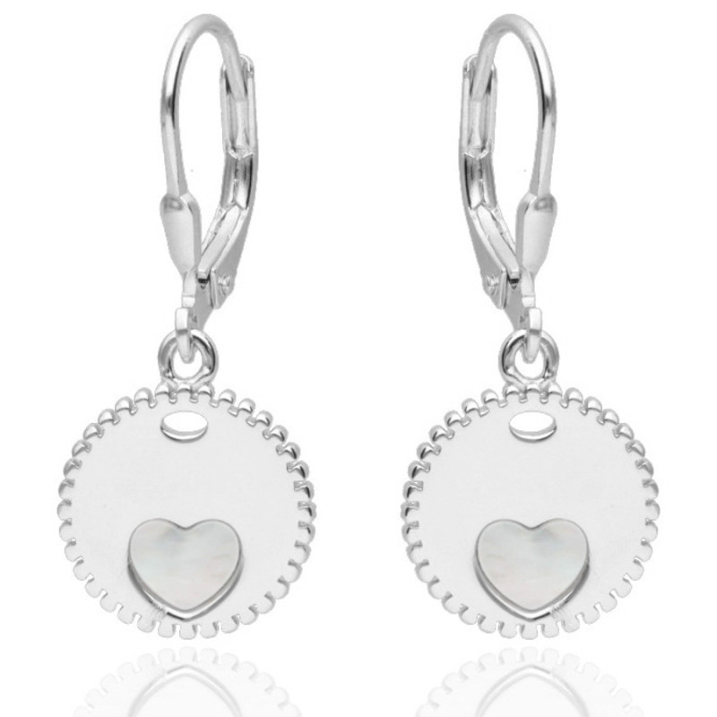 Strieborné náušnice - srdiečka, perleť | Argento.sk