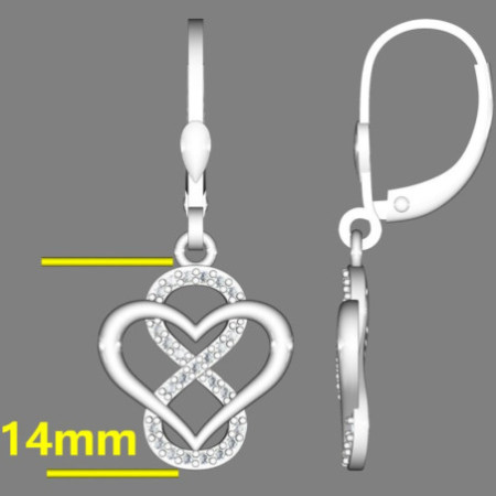 Strieborné náušnice - srdiečka, nekonečno, číre okrúhle zirkóny | Argento.sk