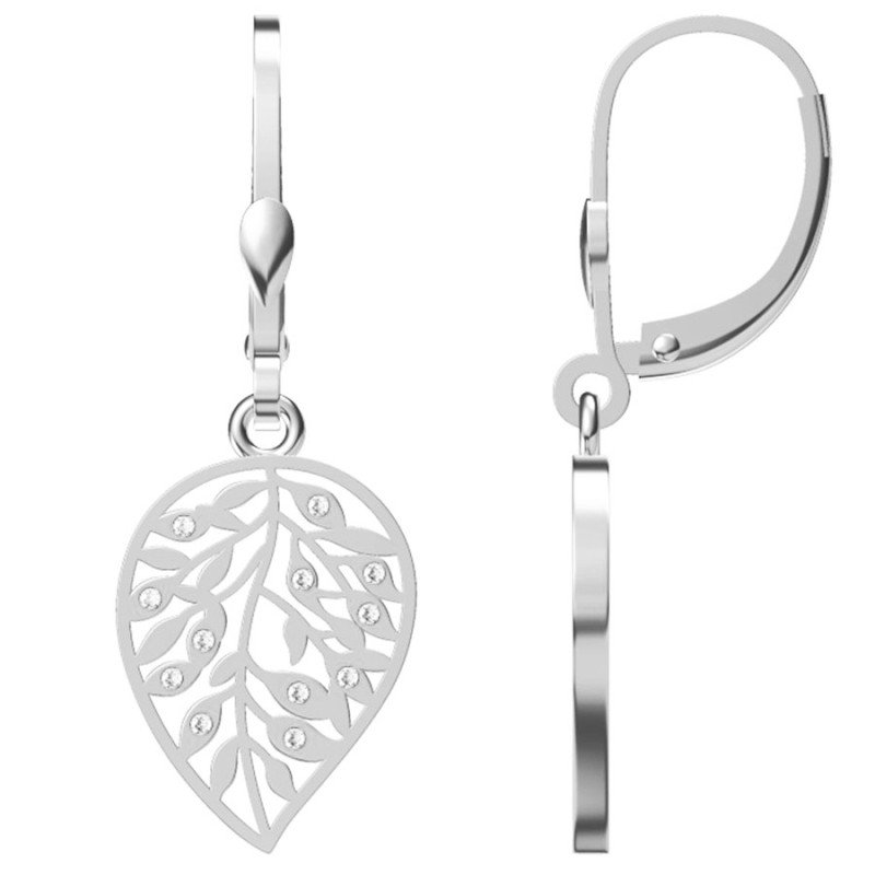 Strieborné náušnice - list, číre okrúhle zirkóny | Argento.sk Strieborné náušnice - list, číre okrúhle zirkóny | Argento.sk
