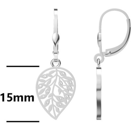 Strieborné náušnice - list, číre okrúhle zirkóny | Argento.sk