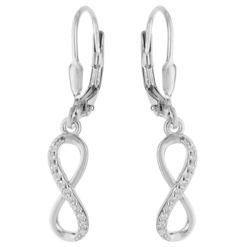 Strieborné náušnice - nekonečno, číre okrúhle zirkóny | Argento.sk