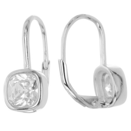 Strieborné náušnice - číry zirkón v tvare štvorca | Argento.sk