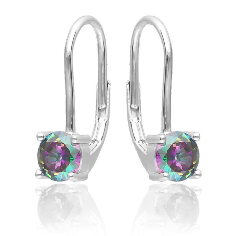 Strieborné náušnice - okrúhly zirkón Vitrail Light | Argento.sk