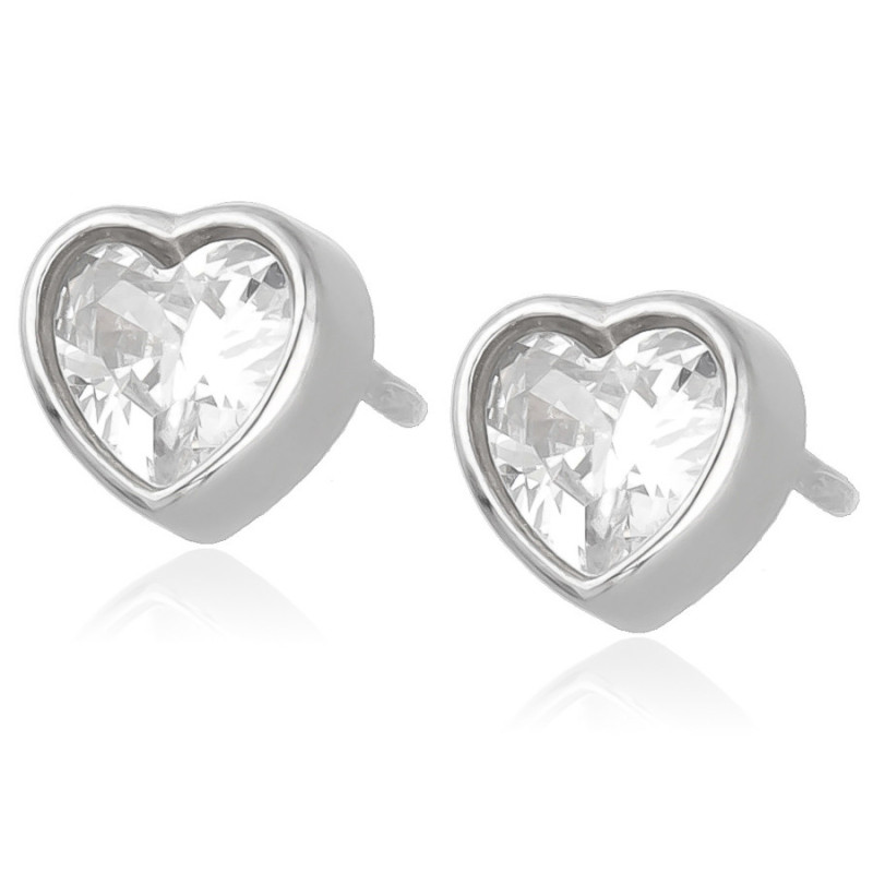 Strieborné náušnice - srdiečka, číry zirkón v tvare srdiečka | Argento.sk