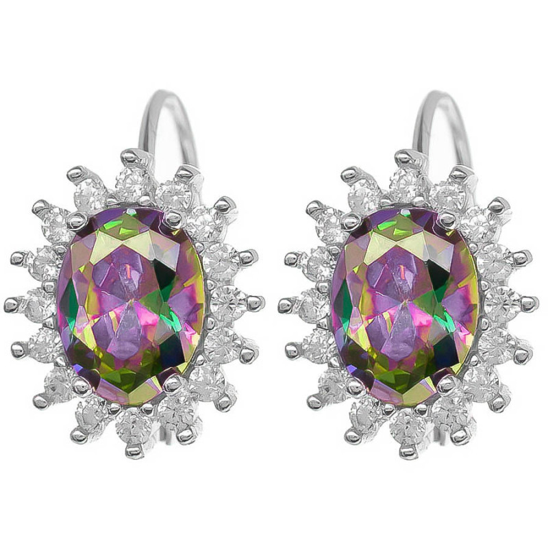 Strieborné náušnice - oválny zirkón, číre okrúhle zirkóny | Argento.sk Strieborné náušnice - oválny zirkón, číre okrúhle zirkóny | Argento.sk