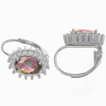 Strieborné náušnice - oválny zirkón, číre okrúhle zirkóny | Argento.sk
