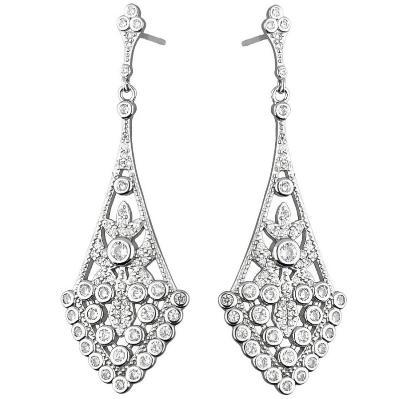 Strieborné náušnice - číre okrúhle zirkóny | Argento.sk