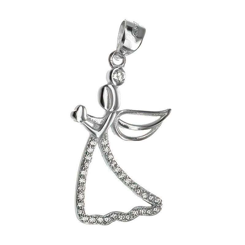 Strieborný prívesok anjel so zirkónmi