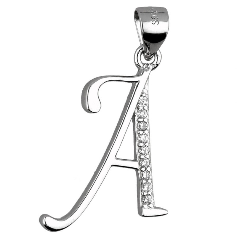 Strieborný prívesok - písmeno A, číre okrúhle zirkóny | Argento.sk