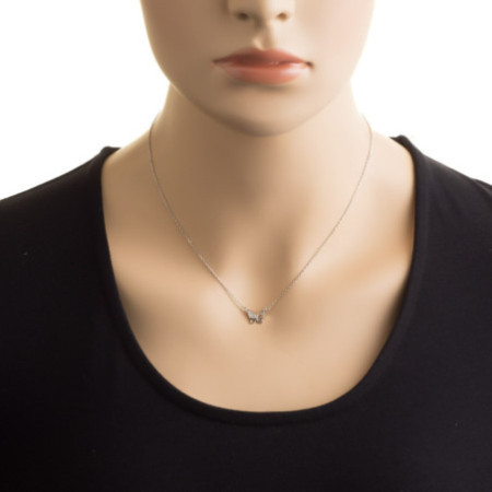 Strieborný náhrdelník - motýľ, číre okrúhle zirkóny, dĺžka 42 až 46 cm | Argento.sk