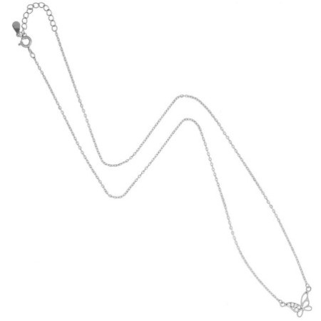 Strieborný náhrdelník - motýľ, číre okrúhle zirkóny, dĺžka 42 až 46 cm | Argento.sk