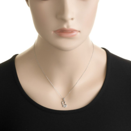 Strieborný náhrdelník - mačka, číre okrúhle zirkóny, dĺžka 43 až 46 cm | Argento.sk