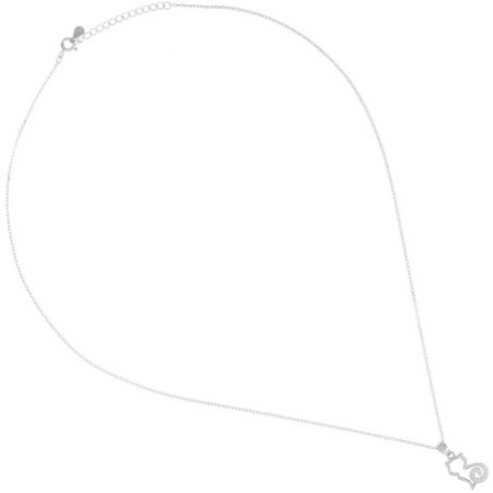 Strieborný náhrdelník - mačka, číre okrúhle zirkóny, dĺžka 43 až 46 cm | Argento.sk