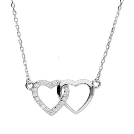 Strieborný náhrdelník - srdiečko, číre okrúhle zirkóny, dĺžka 43 až 46 cm | Argento.sk