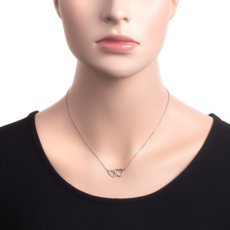 Strieborný náhrdelník - srdiečko, číre okrúhle zirkóny, dĺžka 43 až 46 cm | Argento.sk