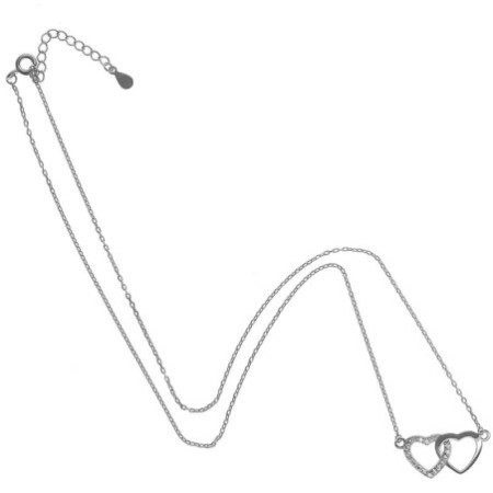 Strieborný náhrdelník - srdiečko, číre okrúhle zirkóny, dĺžka 43 až 46 cm | Argento.sk