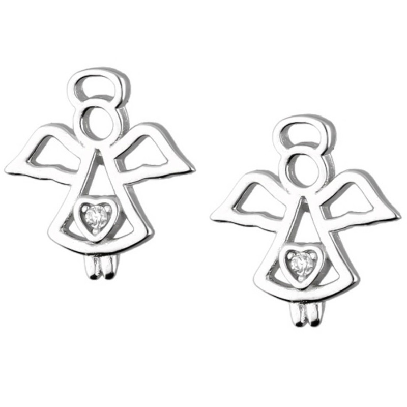 Strieborné náušnice - anjel, číry okrúhly zirkón | Argento.sk