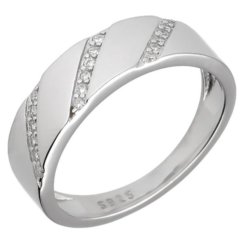 Strieborný prsteň - číre okrúhle zirkóny | Argento.sk