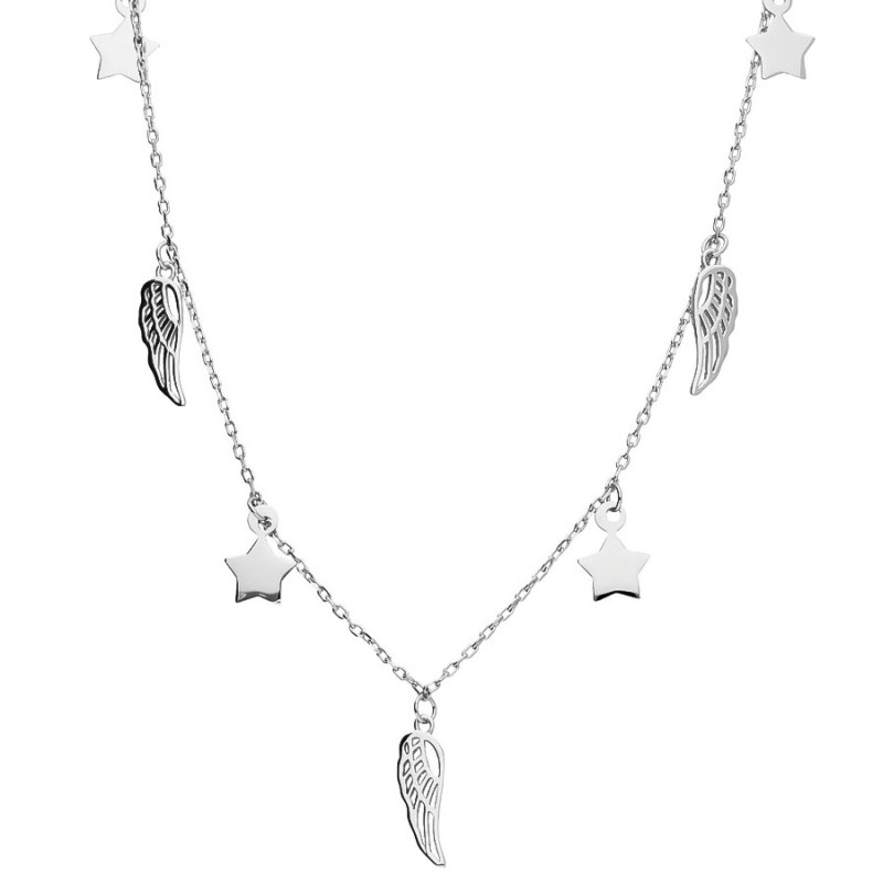 Strieborný náhrdelník - anjelské krídlo, hviezdička, dĺžka 43 až 46 cm | Argento.sk